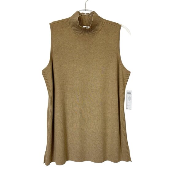 NEW Chicos Mock Neck Sweater Tank Top Womens Size 2 US Large Brown - Picture 1 of 7